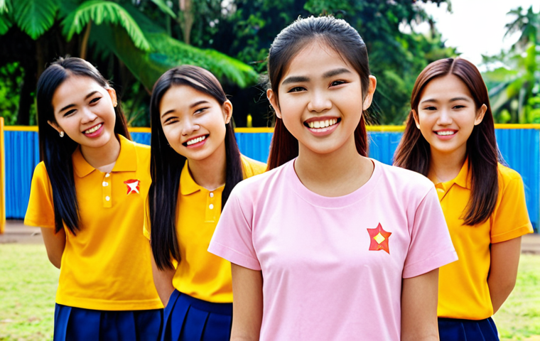 **

*   A group of Vietnamese teenagers participating in team-building activities outdoors.  Focus on vibrant colors, happy expressions, and modern youth fashion.  Background could be a park or community center setting.  Emphasize the positive energy of youth leadership training.

**