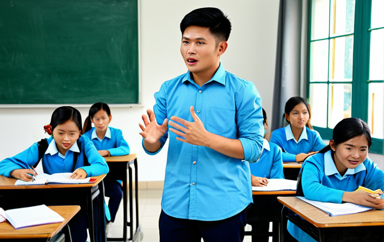 Youth Leader Inspiring Students**
"A fully clothed, young Vietnamese community leader giving a speech to high school students in a modern classroom, modest clothing, appropriate attire, safe for work, perfect anatomy, natural proportions, professional photograph, family-friendly, focusing on education and positive values, bright and encouraging atmosphere."
**